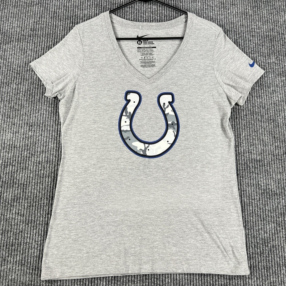 Indianapolis Colts Shirt Womens XL Extra Large Gray V Neck Short Sleeve Nike‎